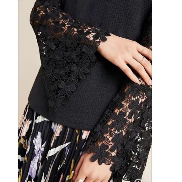 NWT Anthropologie Eri & Ali Black Lace Long Sleeve XSP B-1127 - Picture 4 of 6